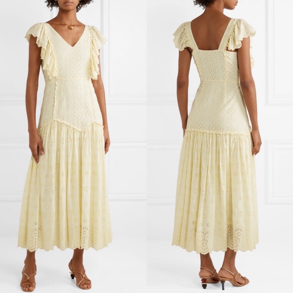 LoveShackFancy Cressida yellow eyelet dress - Picture 3 of 8